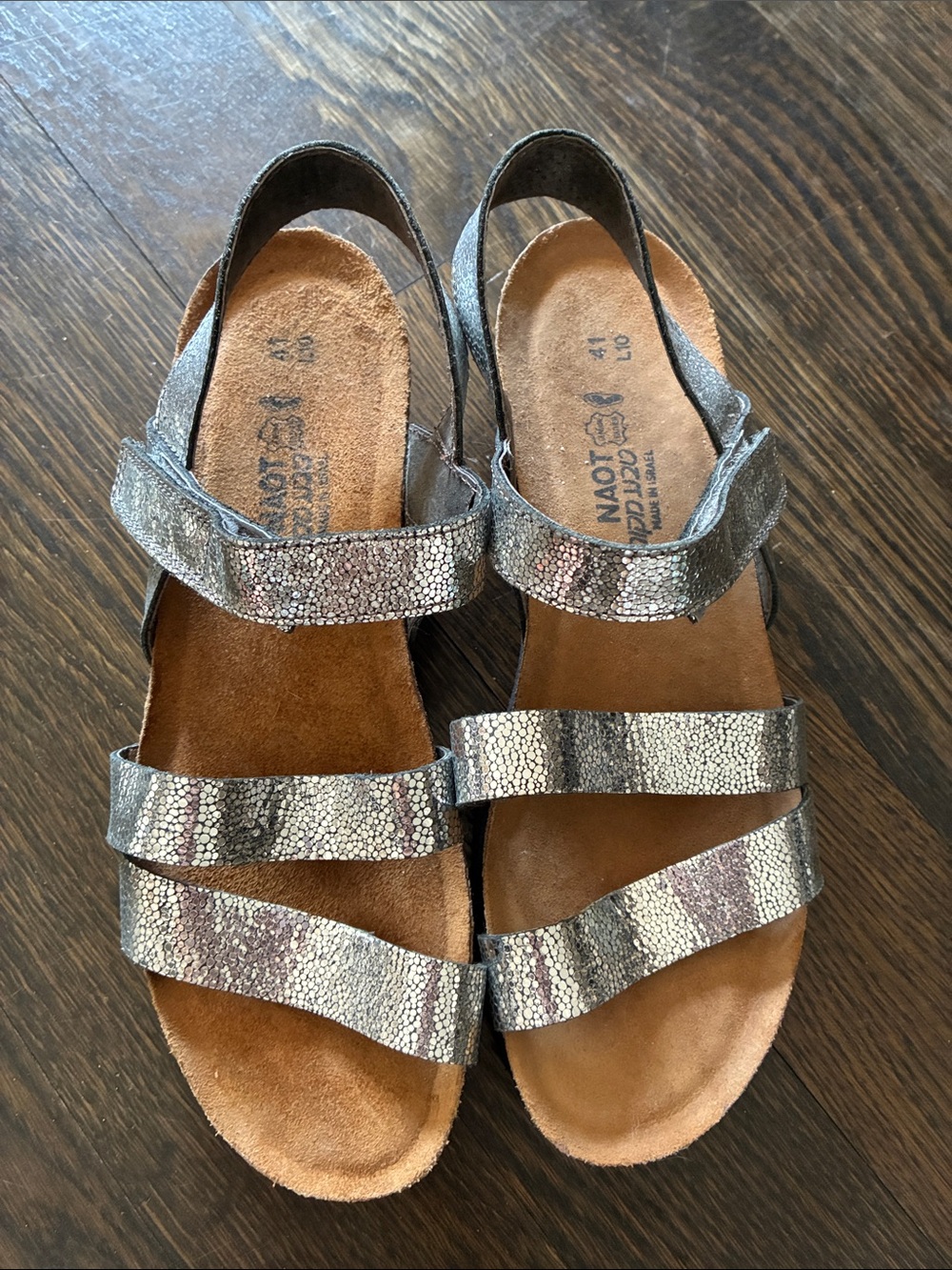 NAOT Kayla sandal silver leather size 10 size 41 amazing condition